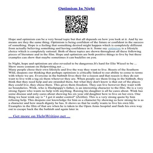 Optimism In Night