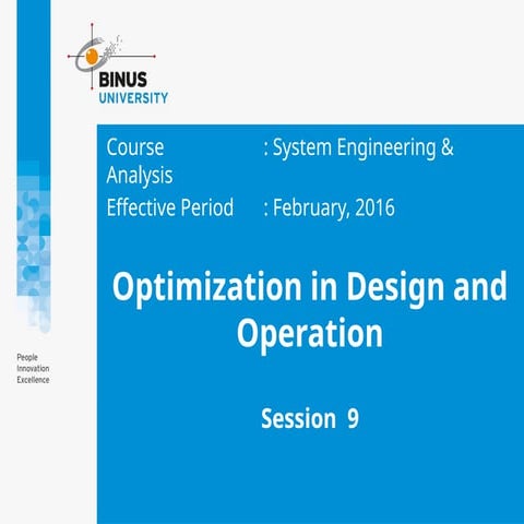 Optimization Techniques in Systems Engineering and Industrial Design | PPTX