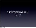 Optimization In R