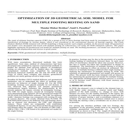 Optimization of 3 d geometrical soil model for