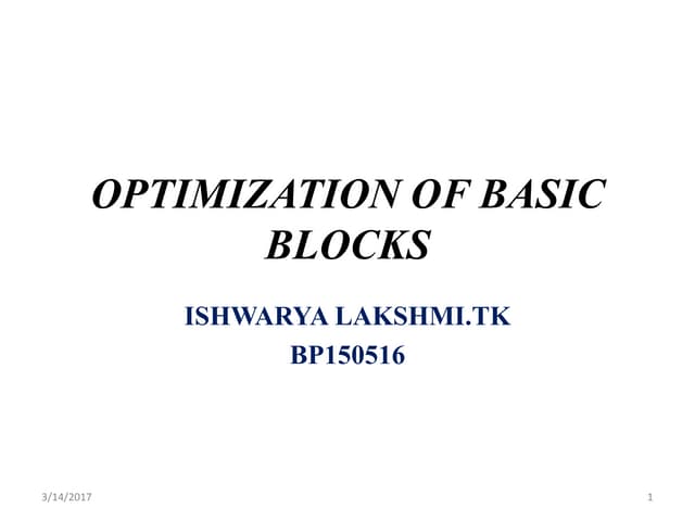 Optimization of basic blocks