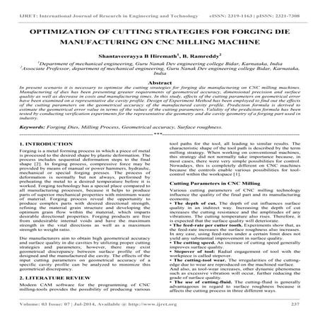 Optimization of cutting strategies for forging die manufacturing on cnc milli...