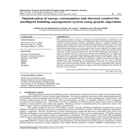 Optimization of energy consumption and thermal comfort for intelligent building management system using genetic algorithm.pdf