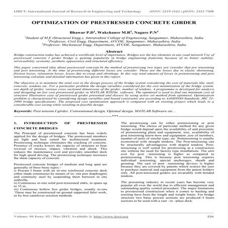 Optimization of prestressed concrete girder