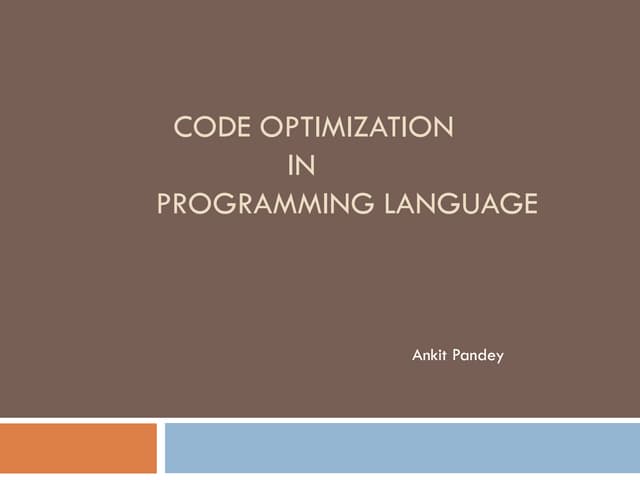 Optimization in Programming languages