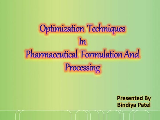 Optimization Ppt | PPT