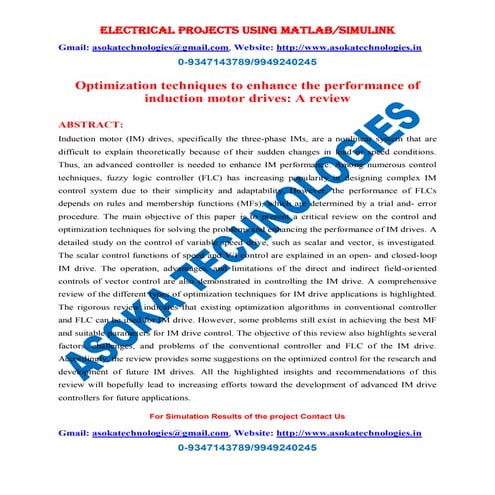 Optimization techniques to enhance the performance of induction motor drives:...
