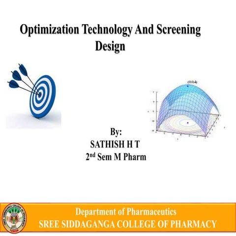Optimization technology and screening design sathish h t