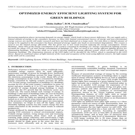 Optimized energy efficient lighting system for green buildings