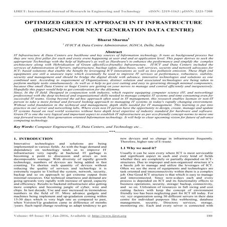 Optimized green it approach in it infrastructure (designing for next generati...