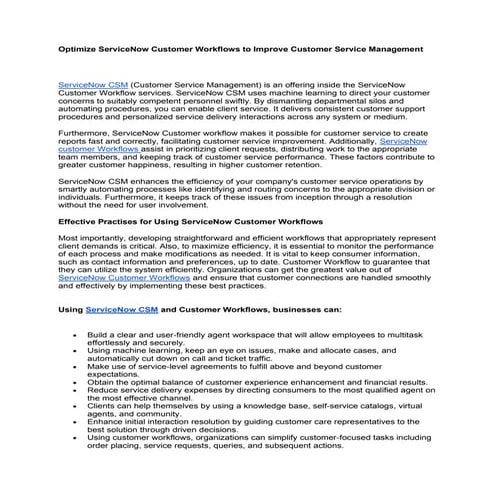 ServiceNow CSM: Optimizing Customer Experience with Best Practices | PDF