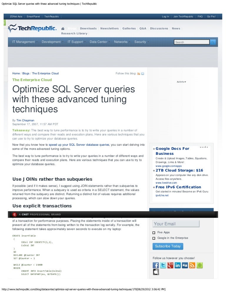 Optimize sql server queries with these advanced tuning techniques t…