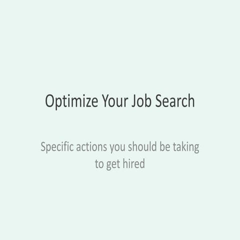 Optimize Your Job Search Workshop