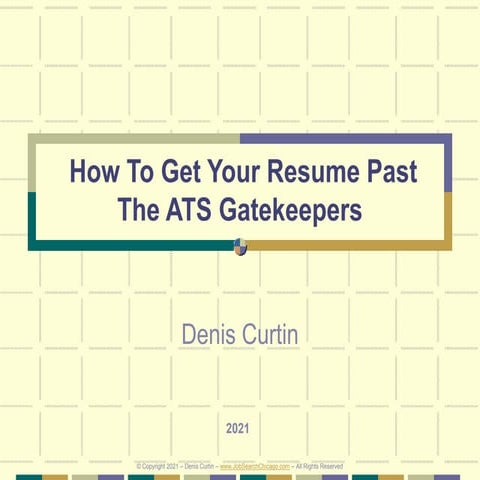 ATS Resume Webinar -  Denis Curtin - PATH 7/27/21