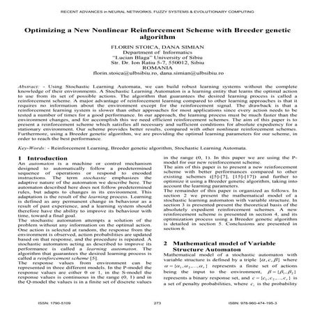 Optimizing a New Nonlinear Reinforcement Scheme with Breeder genetic algorithm