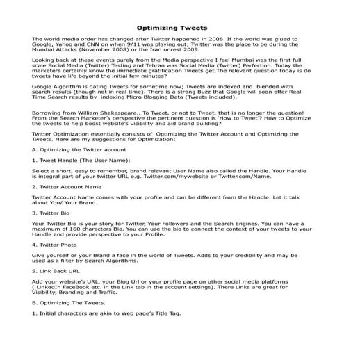 Optimizing tweets