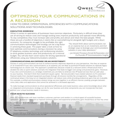 Optimizing Your Communications In A Recession Wp090993