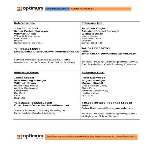 Optimum   Client References