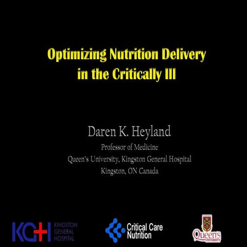 Optimzing nutrition delivery in icu