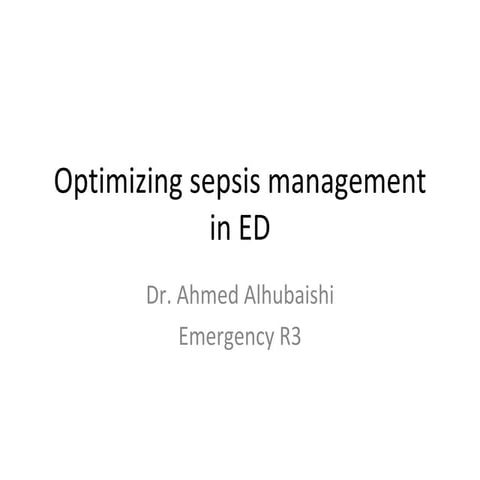 Optimzing sepsis management