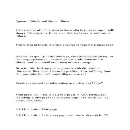 Option 1 Media and Mental IllnessFind a source of informa.docx