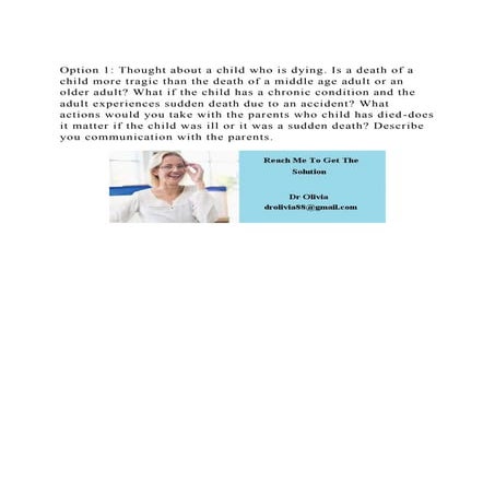 Option 1 Thought about a child who is dying. Is a death of a chil.docx