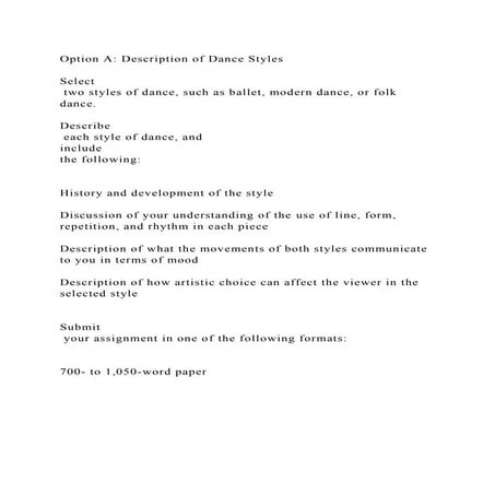 Option A Description of Dance StylesSelect two styles of danc.docx