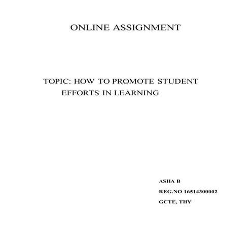 Optional online assignment