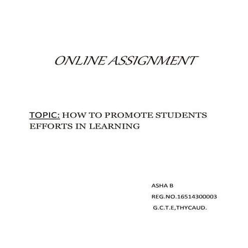 Optional online assignment