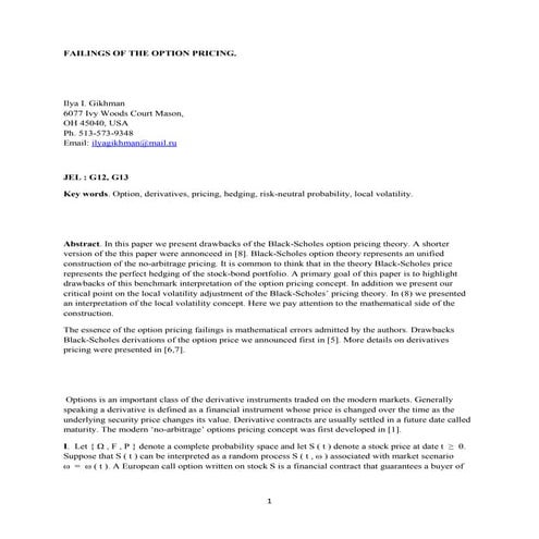 Option local and volatility 2 25 2014