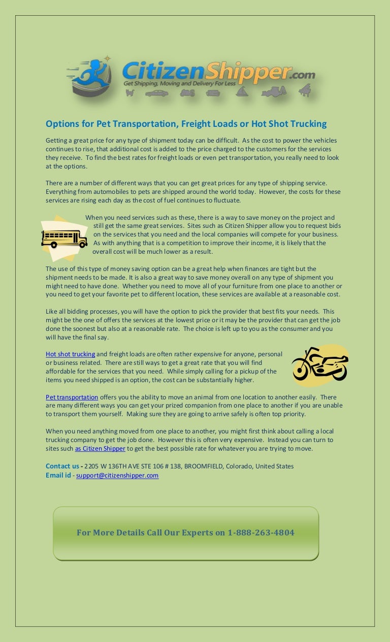 pet transport prices