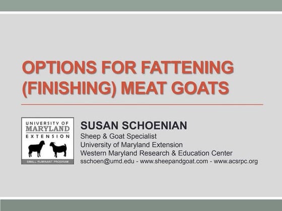 Options for fattening goats