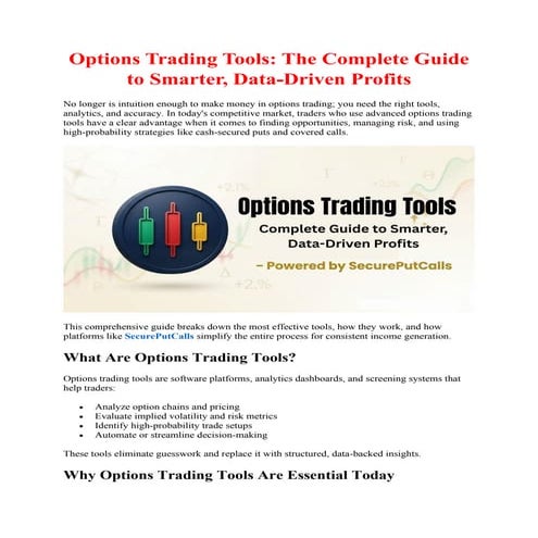 Options Trading Tools: Mastering Data-Driven Strategies for Consistent ...
