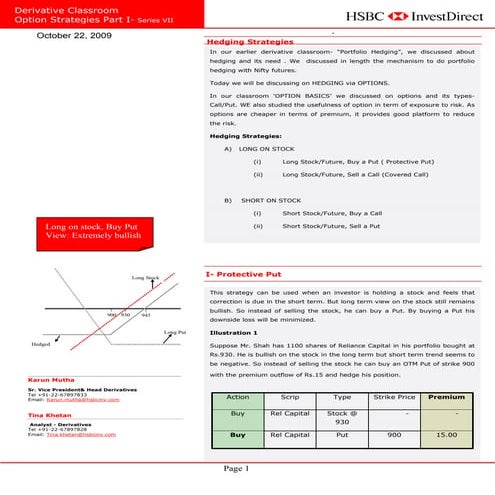 Option Strategies Part I