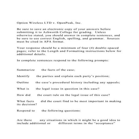 Option Wireless LTD v. OpenPeak, Inc.Be sure to save an elec.docx