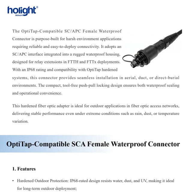 OptiTap-Compatible SC APC Female Waterproof Connector | FTTH Outdoor ...