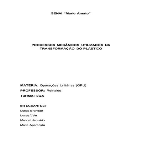 Opu   transformações mecânicas dos plásticos