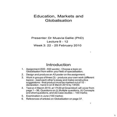 OPV 361 Globalisation Lecture 9 - 12