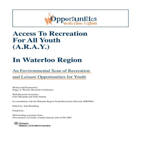 Recreation A community assessment begins with a basic windsh.docx