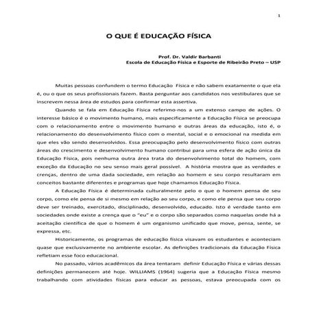 O que é educacao fisica? | PDF
