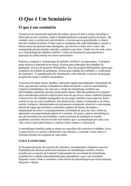 O que é um seminario | PDF