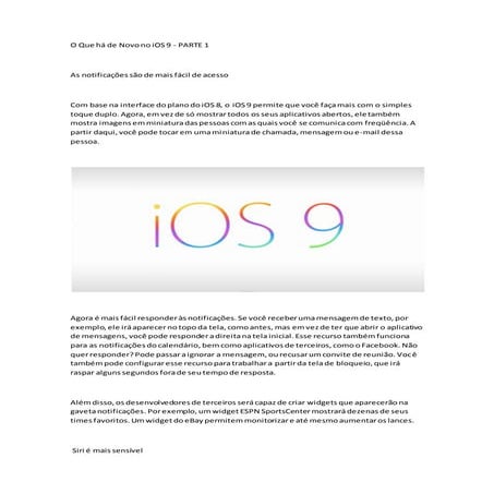 O que há de novo no i os 9 - parte 1