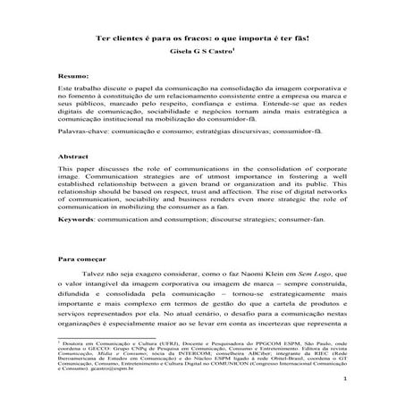 Artigo o que importa é ter fãs 