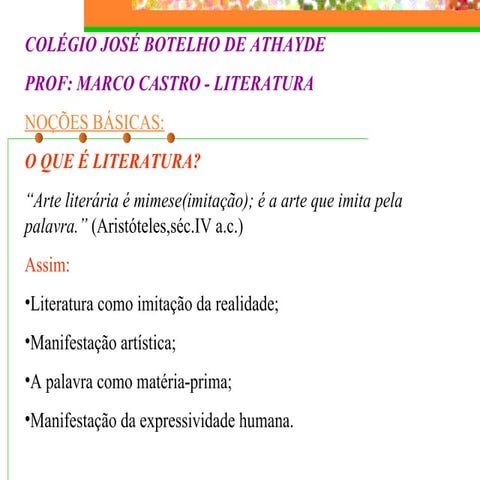 Conceitos básicos de Literatura