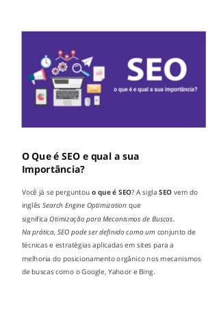 O que é seo e qual a sua importância