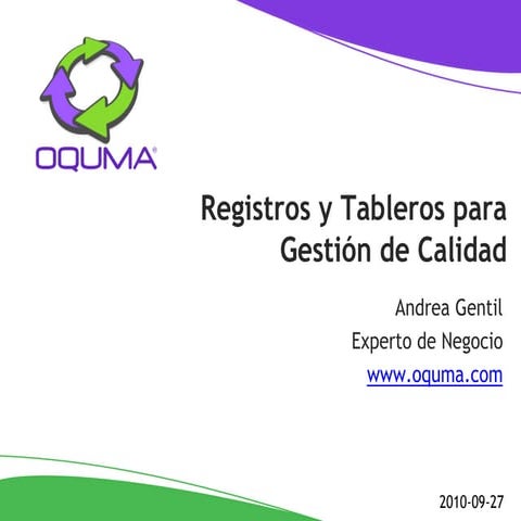 Registros y Tableros para Gestión de Calidad
