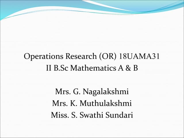 Operations Research | PPT