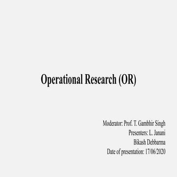 OPERATIONAL RESEARCH (OR)