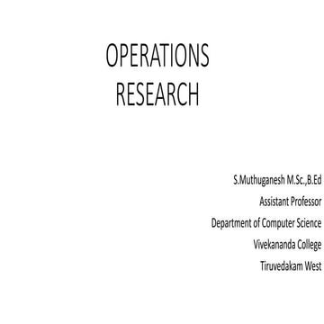Operation Research VS Software Engineering