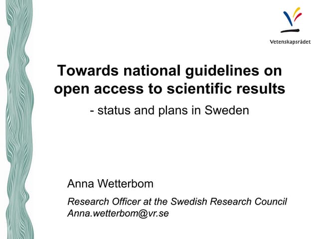 NordForsk Open Access Reykjavik 14-15/8-2014: Status and-plans-sweden